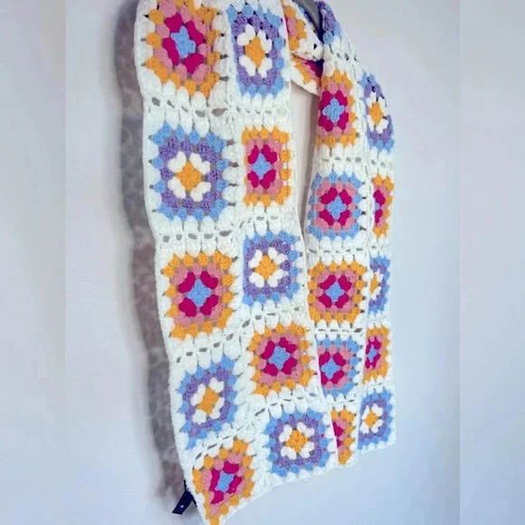 Aqua from Bloomingdale’s Granny Square Crochet Scarf - Picture 3 of 7